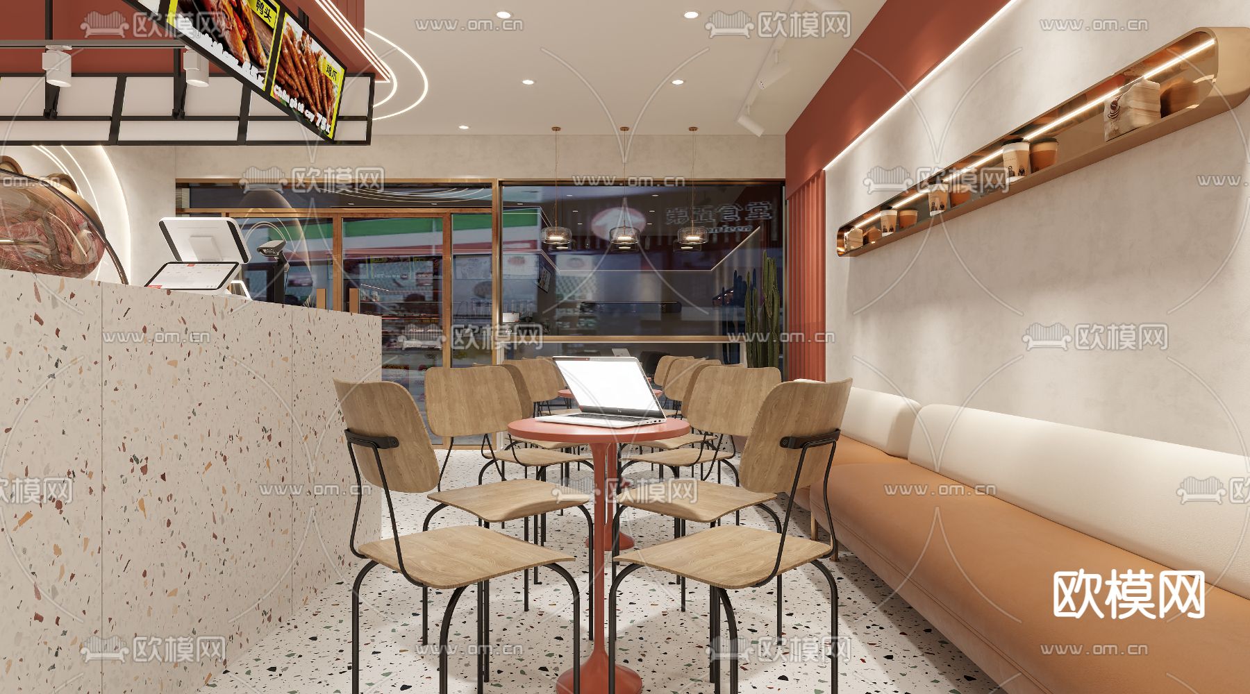 现代轻奢奶茶店3d模型