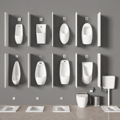  现代小便池蹲便池su模型 