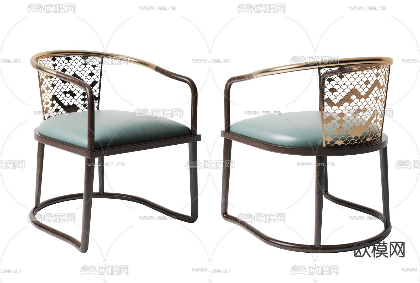 新中式轻奢休闲椅su模型下载（渲染图1）