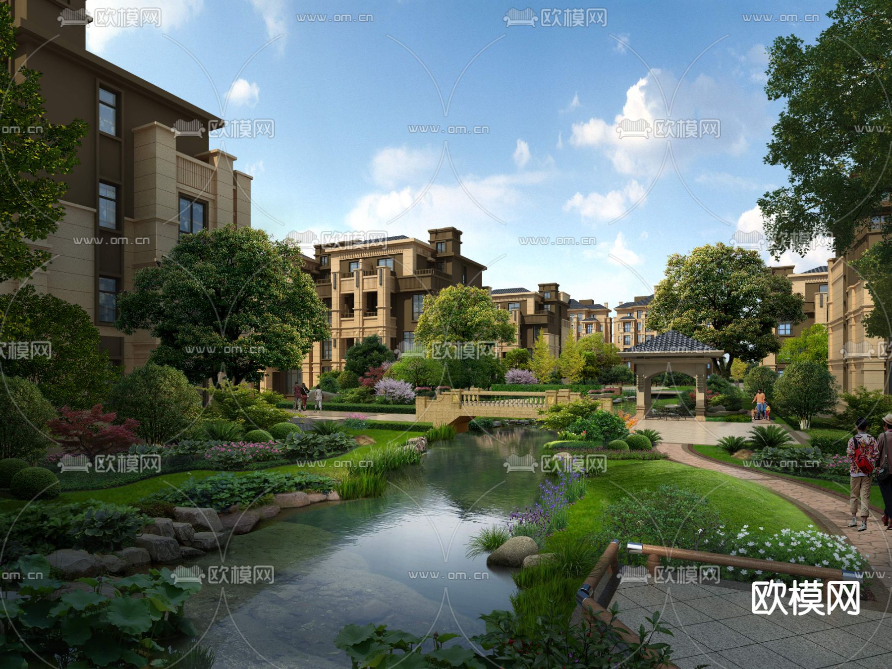 现代别墅公园园林景观psd下载_ID12048153_3dmax免费模型-欧模网