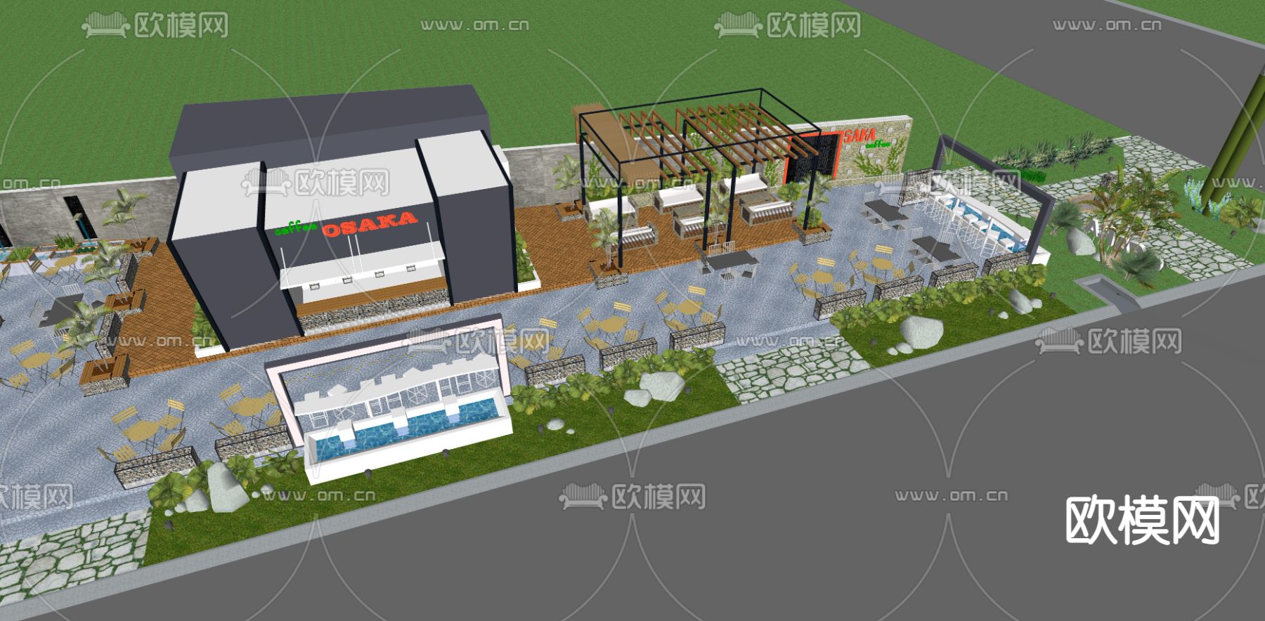 现代户外咖啡厅su模型下载_ID12044103_sketchup模型下载-欧模网