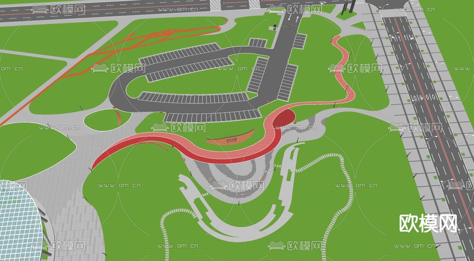 现代公园景观su模型下载（渲染图3）