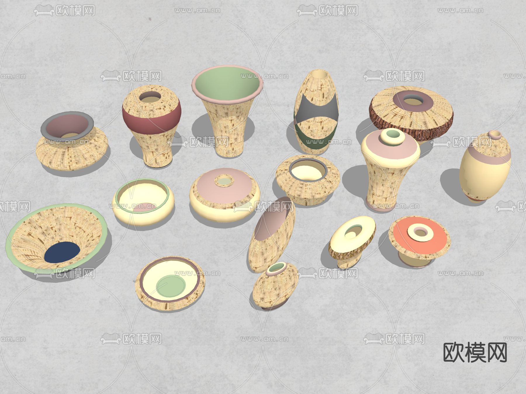 东南亚陶罐陶瓷器皿su模型下载（渲染图2）