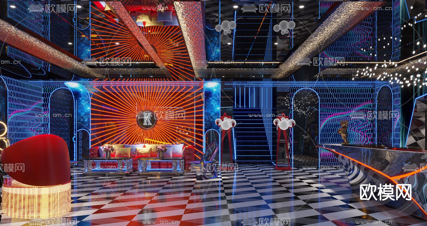 现代ktv大厅3d模型下载（渲染图3）