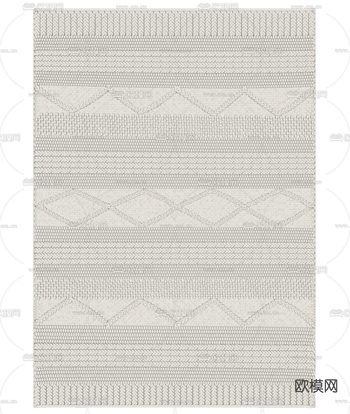 侘寂风布粒手工编织地毯su模型下载（渲染图2）