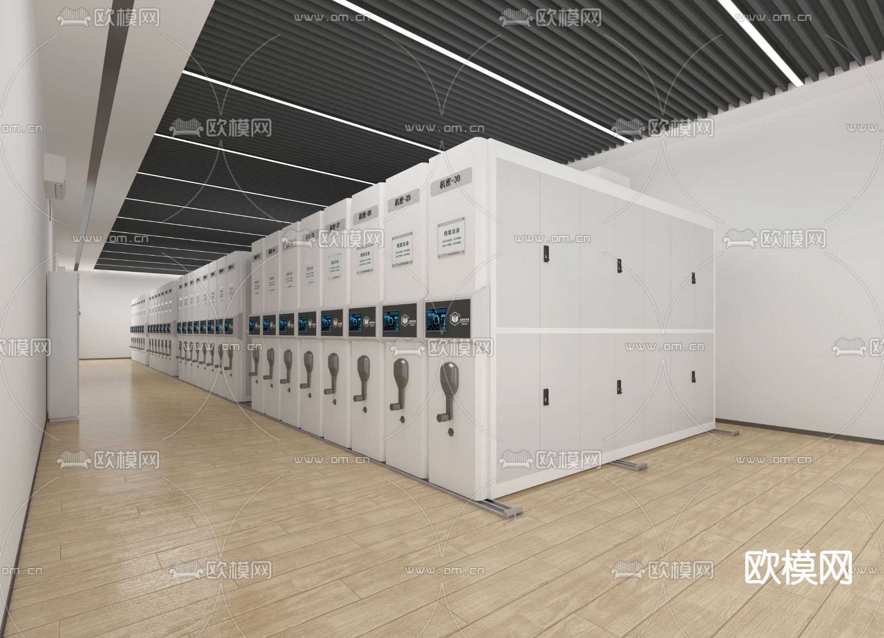 现代档案室文件柜3d模型下载