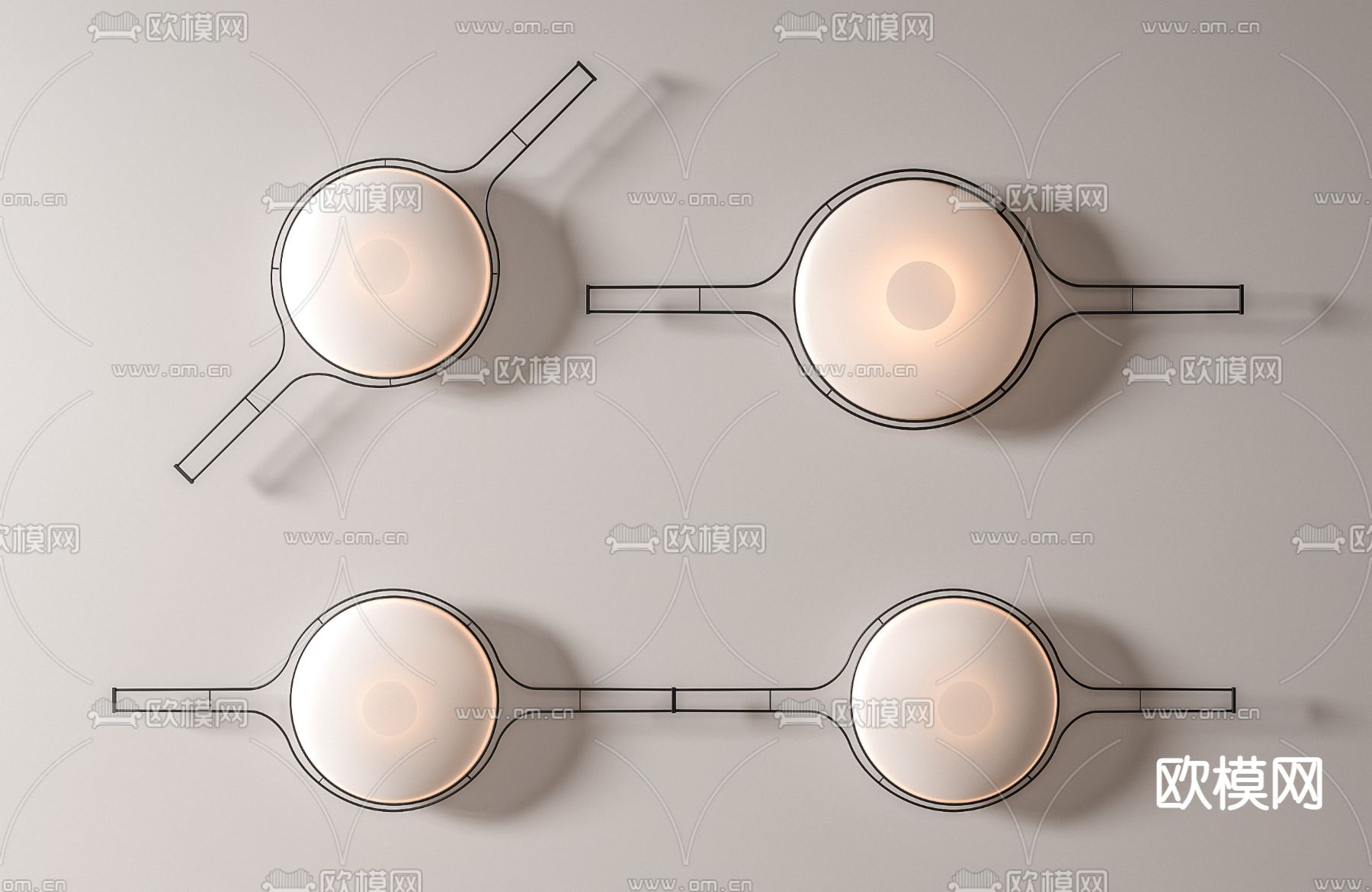 现代工业风壁灯组合3d模型下载