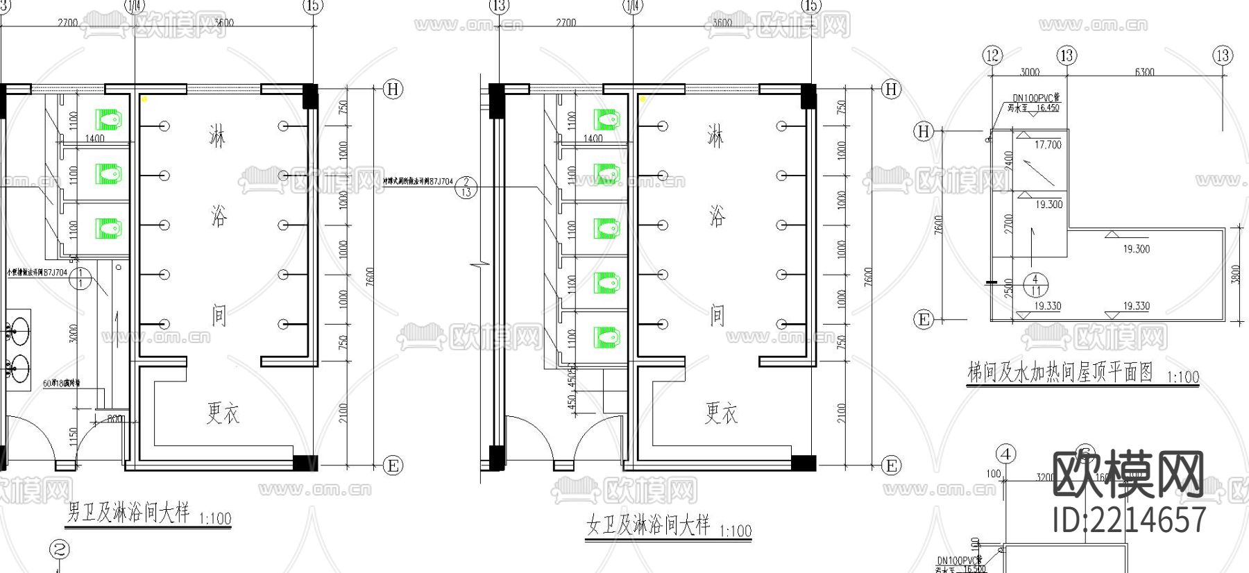 精神病疗养院全套建筑CAD施工图下载（渲染图2）