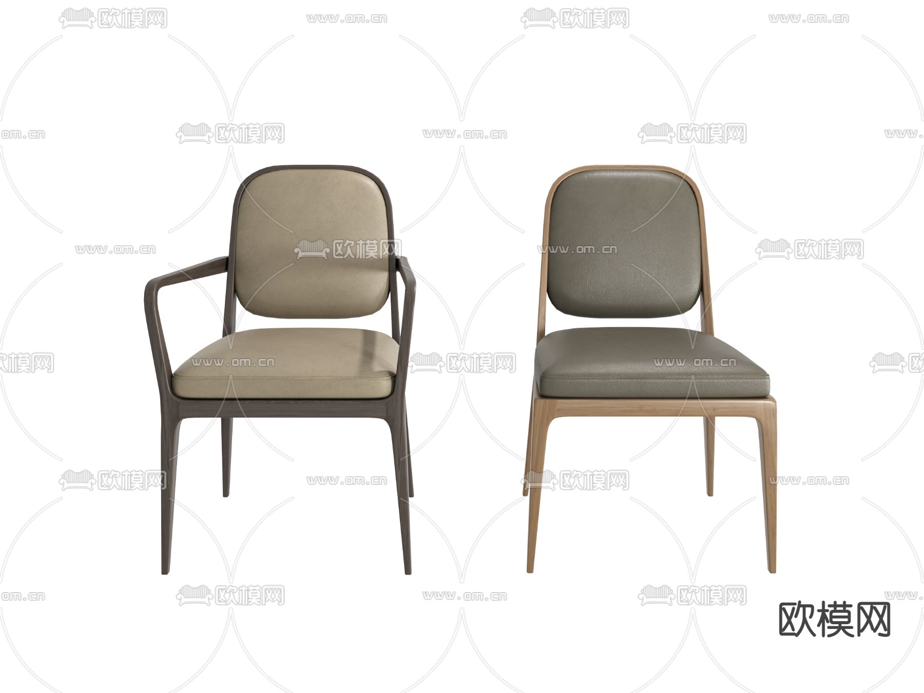 roche bobois现代皮革餐椅3d模型下载（渲染图3）