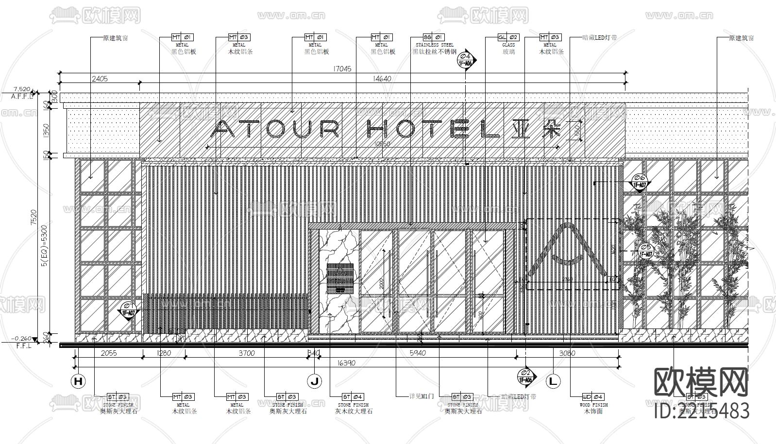 亚朵外观CAD施工图下载（渲染图5）