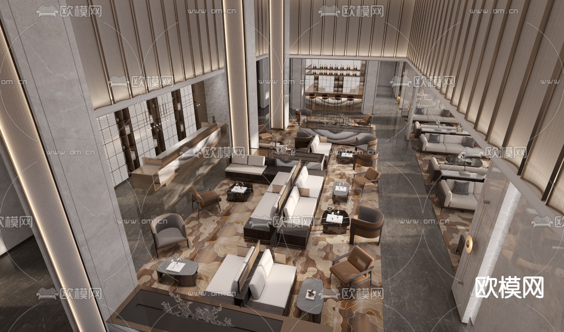 现代轻奢售楼部洽谈区3d模型下载（渲染图3）