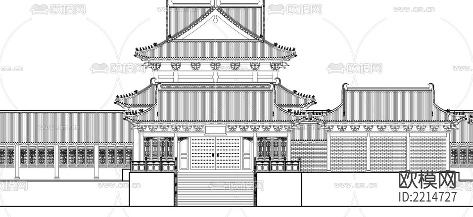 羅漢堂建筑CAD施工圖下載(渲染圖3)