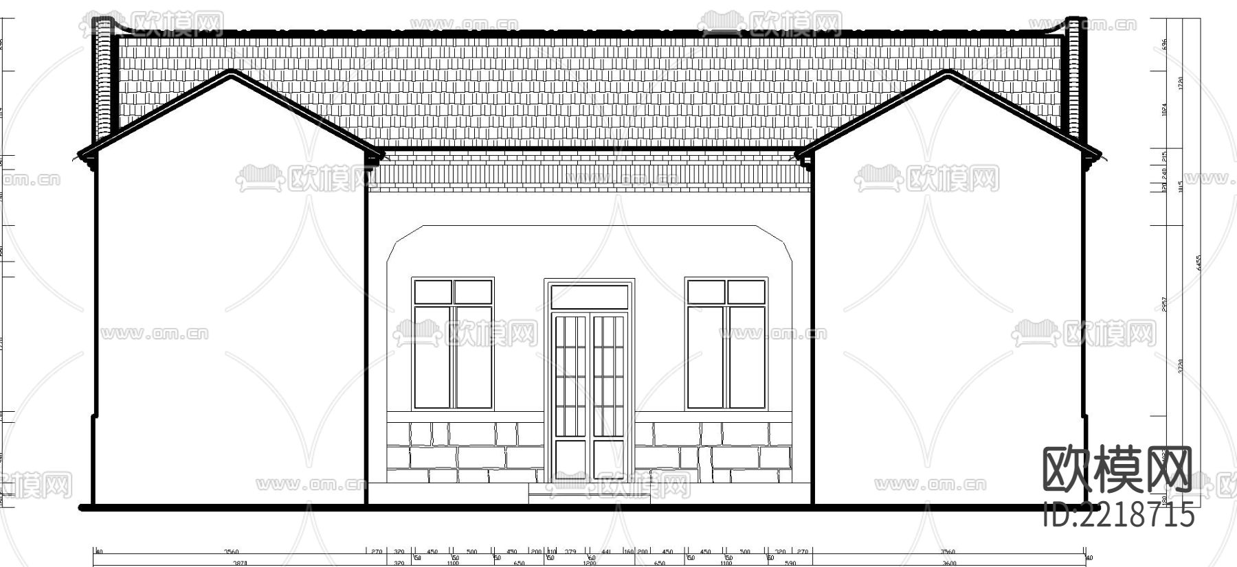 居民四合院cad建筑图下载（渲染图1）