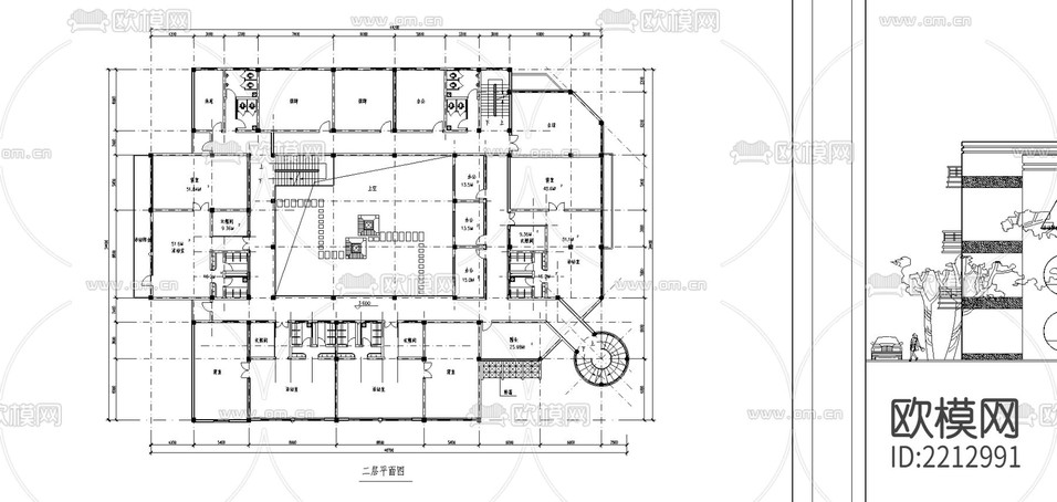 九班幼兒園+社區(qū)服務(wù)中心CAD施工圖下載(渲染圖6)