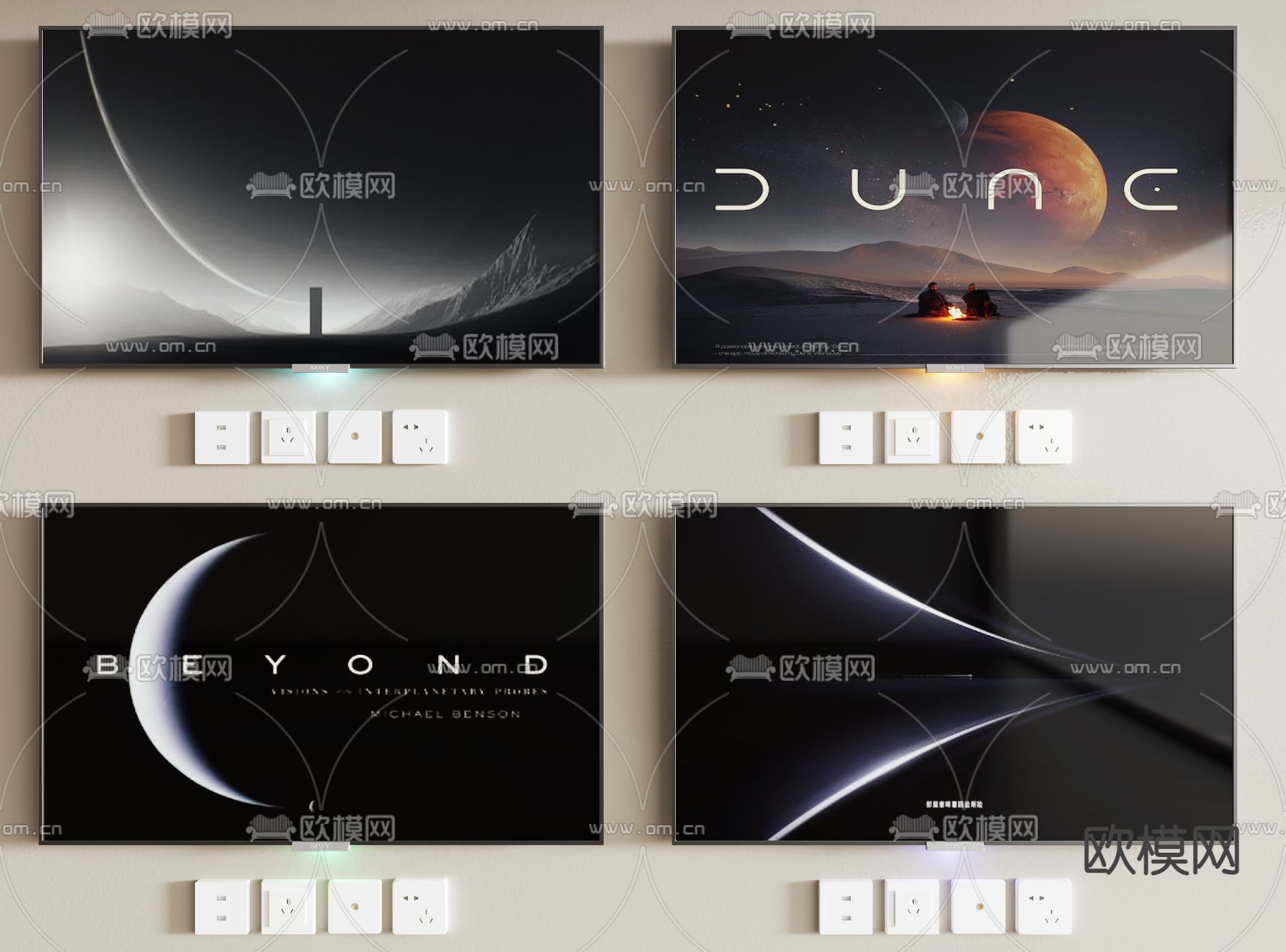 现代电视机3d模型下载