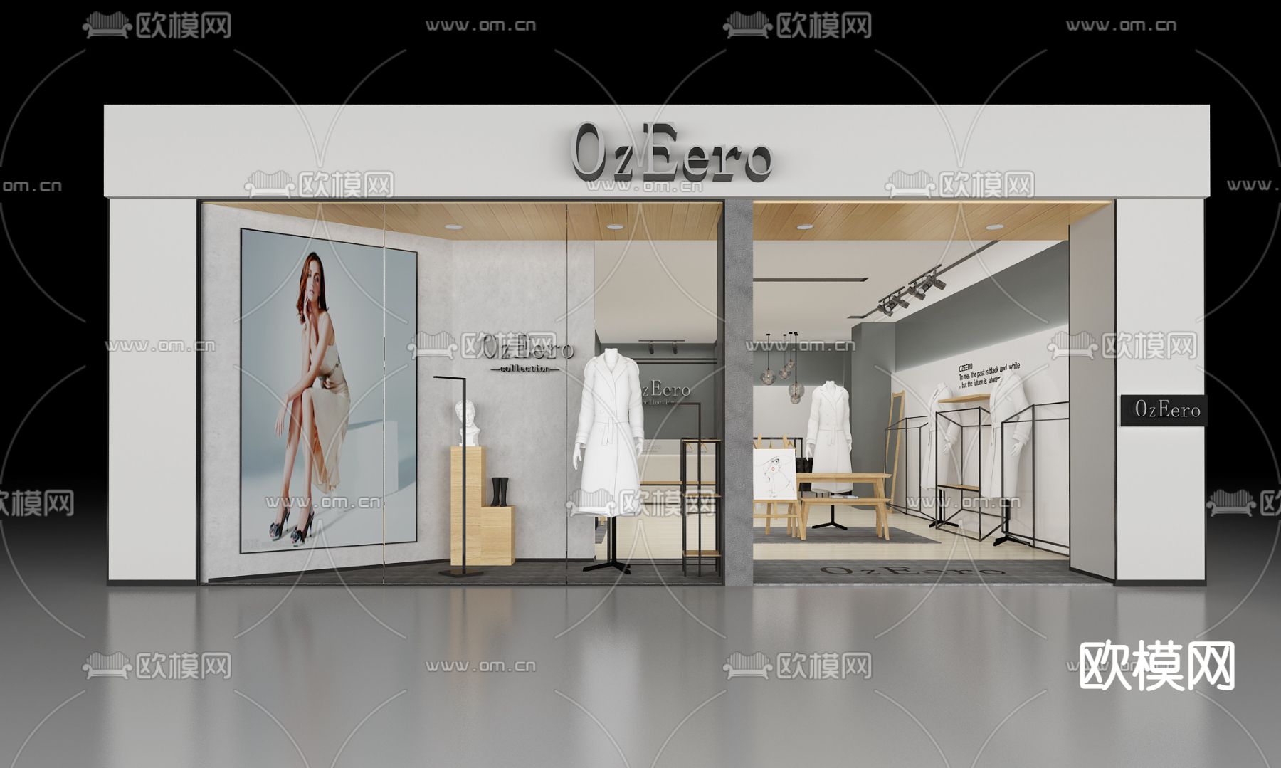 现代服装店门头门面3d模型下载_ID12050780_3dmax免费模型-欧模网