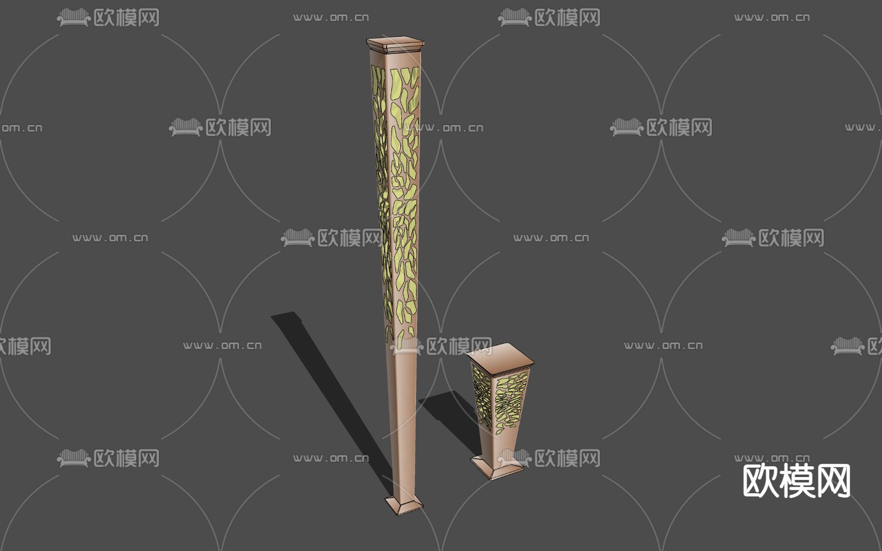 现代花纹景观灯su模型