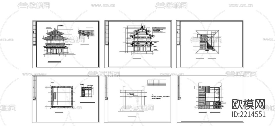 古建鐘鼓樓CAD施工圖下載(渲染圖1)
