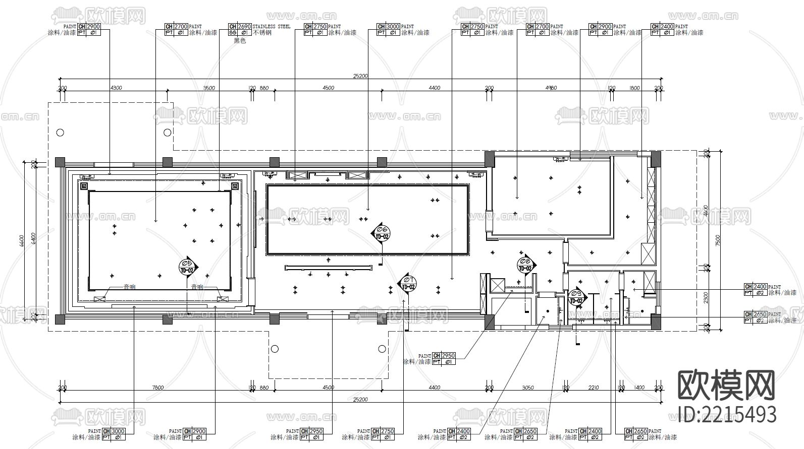 私人会所平面布置CAD施工图下载（渲染图7）