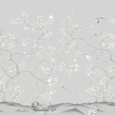  华琴壁画古风工笔花鸟壁纸 