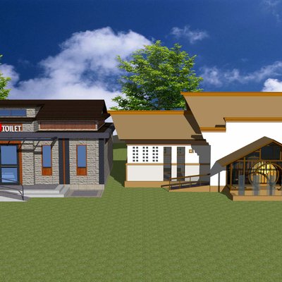  新中式公共厕所su模型 