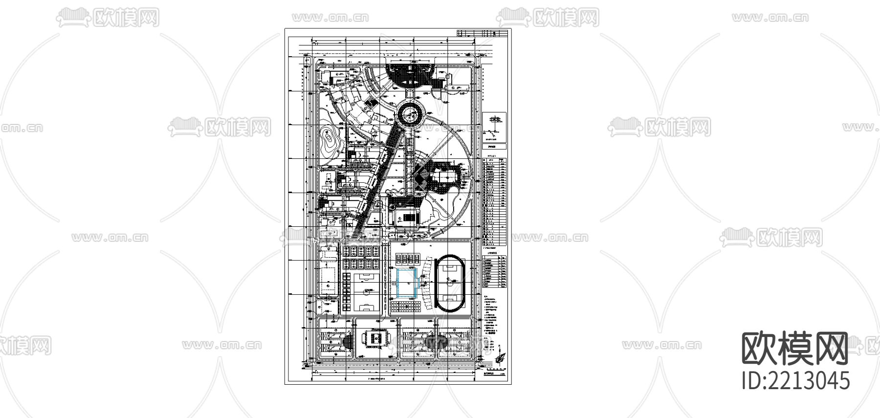西安邮电学院新校区CAD施工图下载（渲染图1）