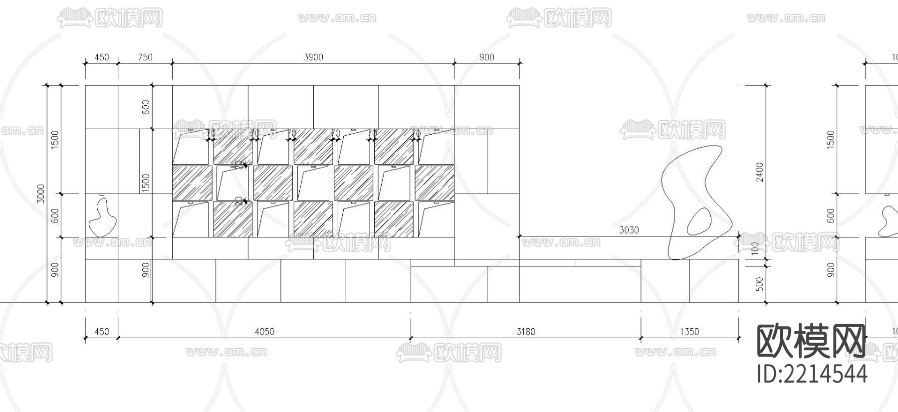 固定服务台CAD施工图下载（渲染图3）