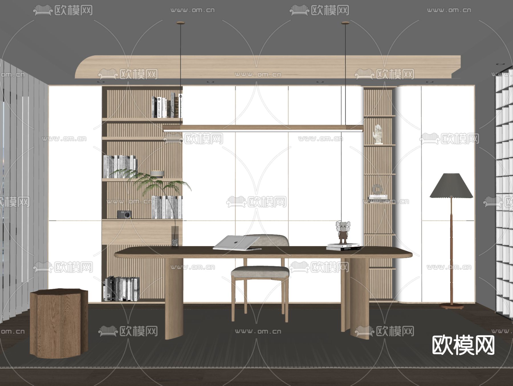 北欧书房su模型下载（渲染图2）
