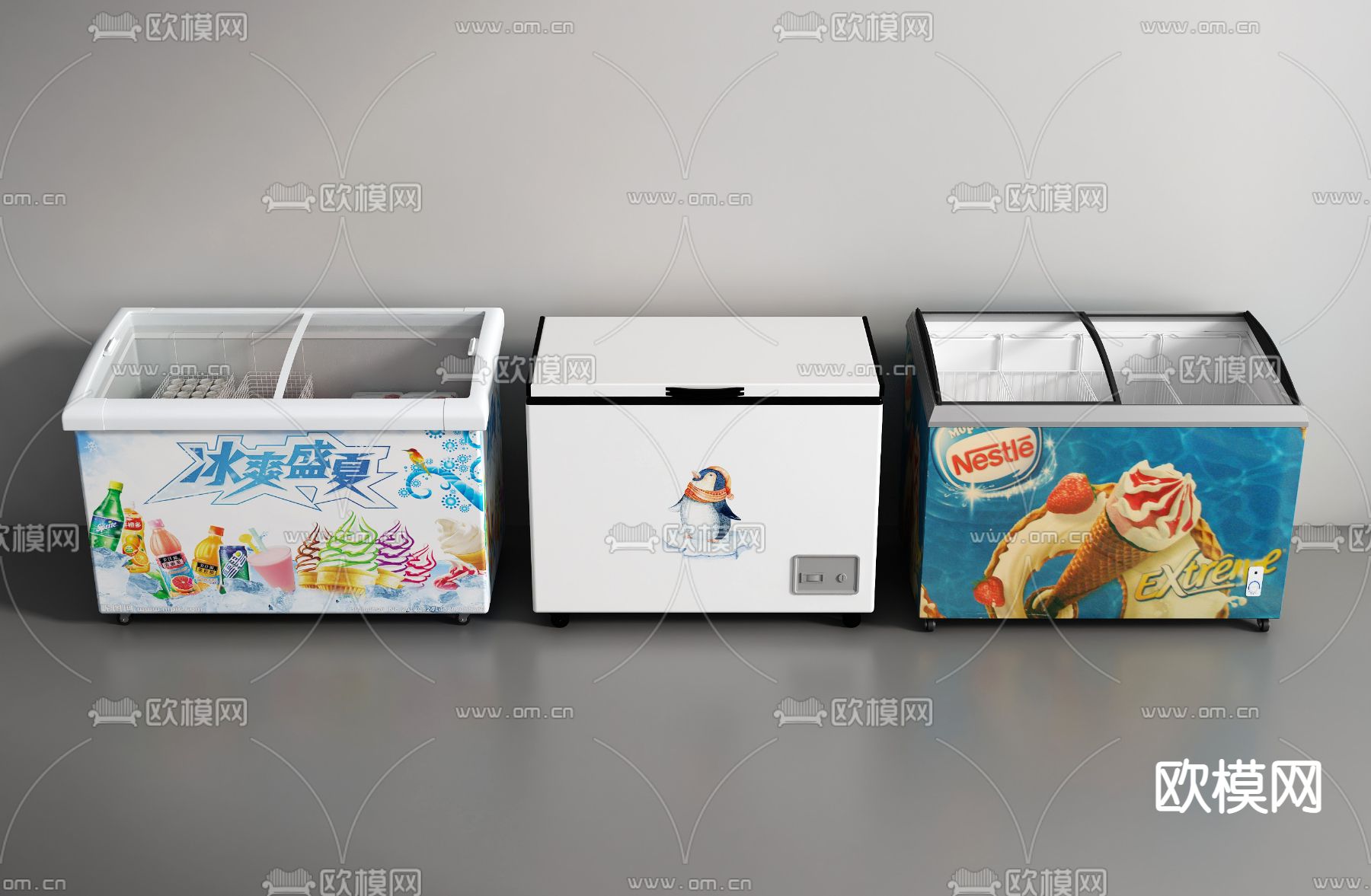 现代冰柜冷藏柜雪糕柜3d模型下载_ID12047711_3dmax免费模型-欧模网