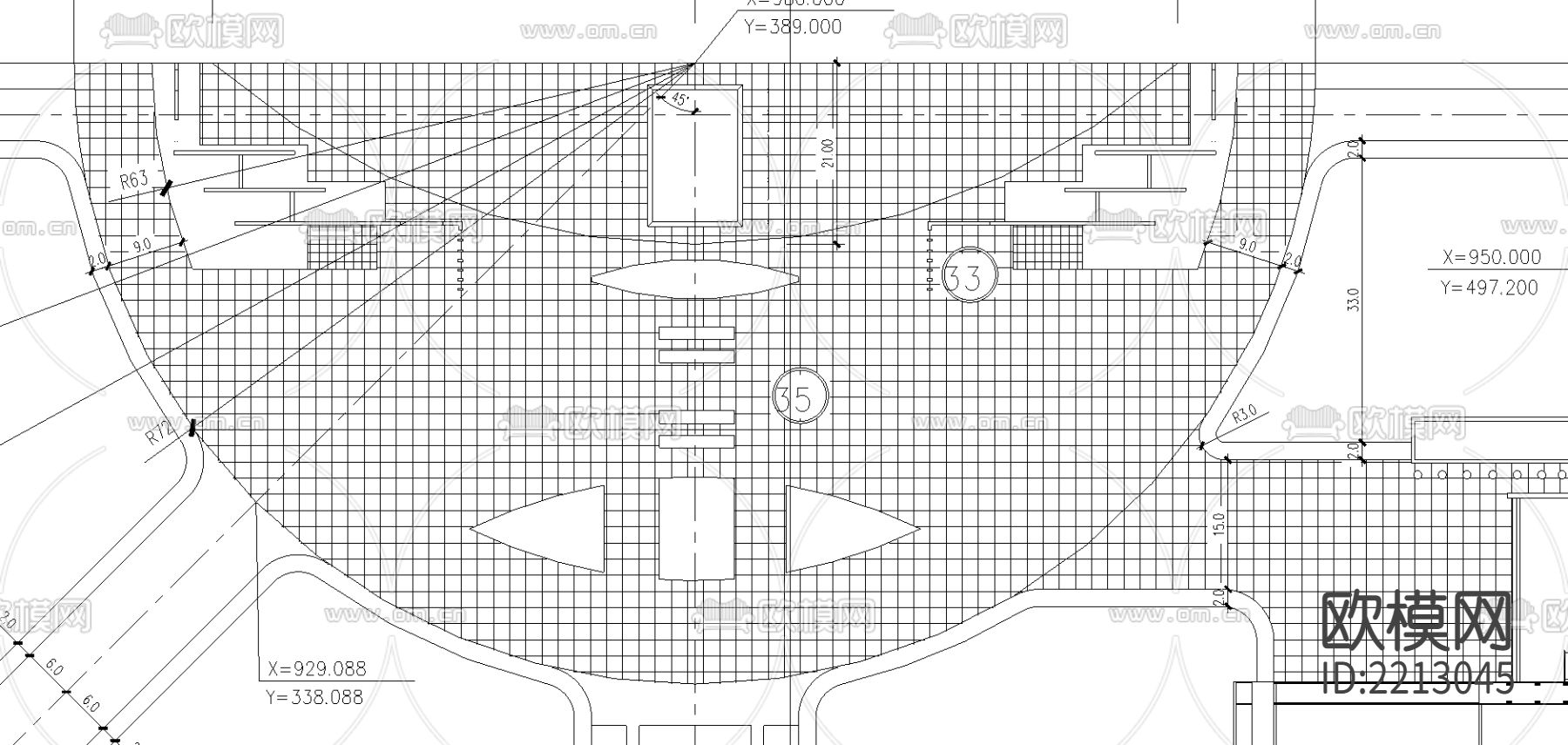 西安邮电学院新校区CAD施工图下载（渲染图4）