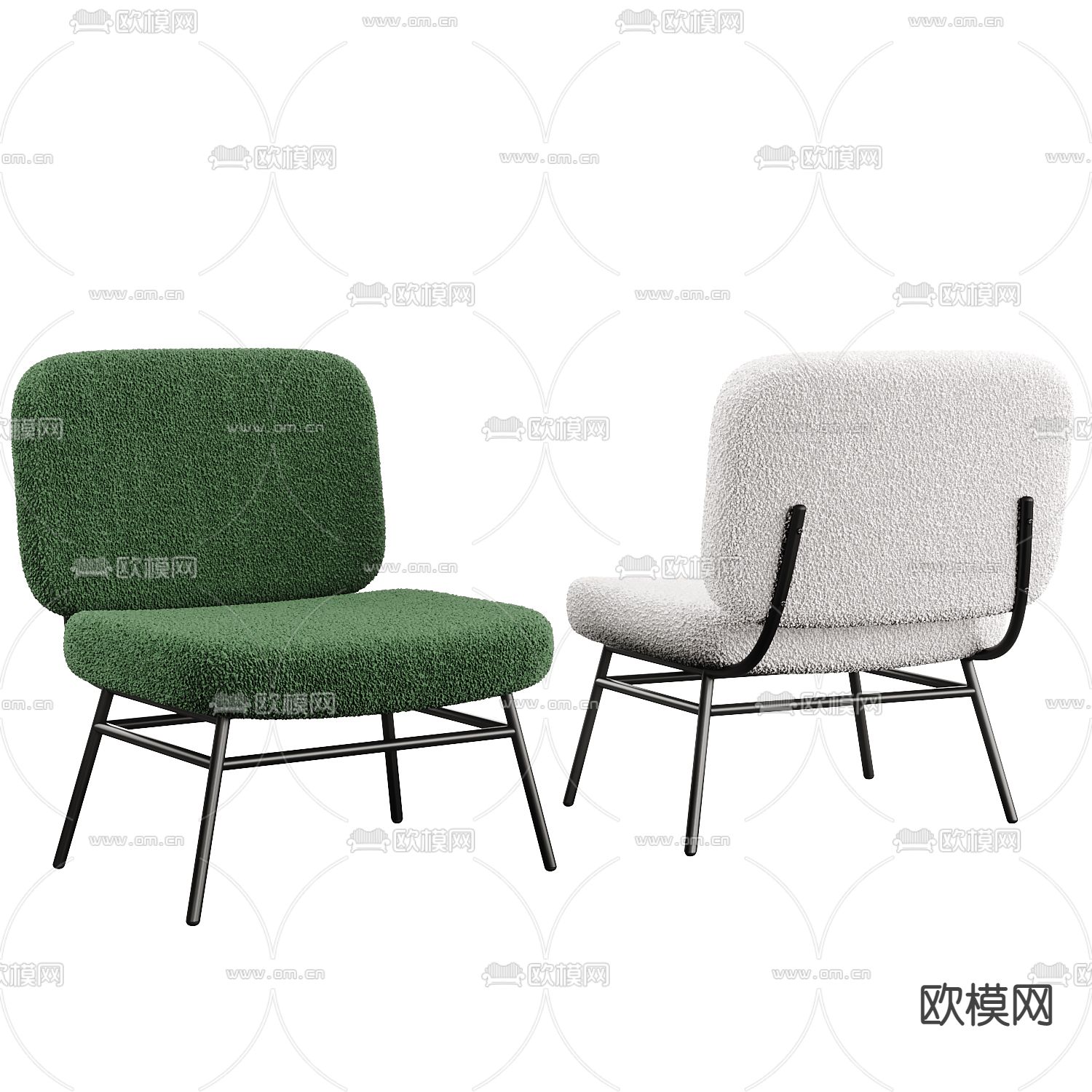 现代绿色绒布休闲椅3d模型下载_ID12047666_3dmax免费模型-欧模网