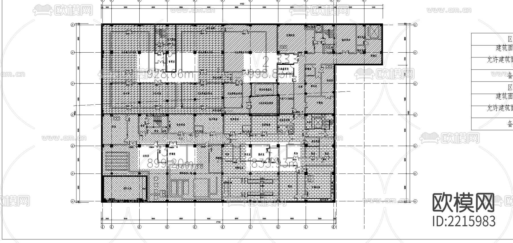 防火分区cad平面图下载（渲染图2）