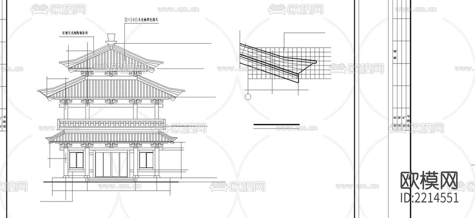古建鐘鼓樓CAD施工圖下載(渲染圖4)
