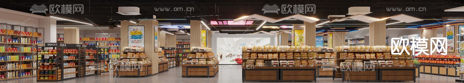 现代工业风超市3d模型下载