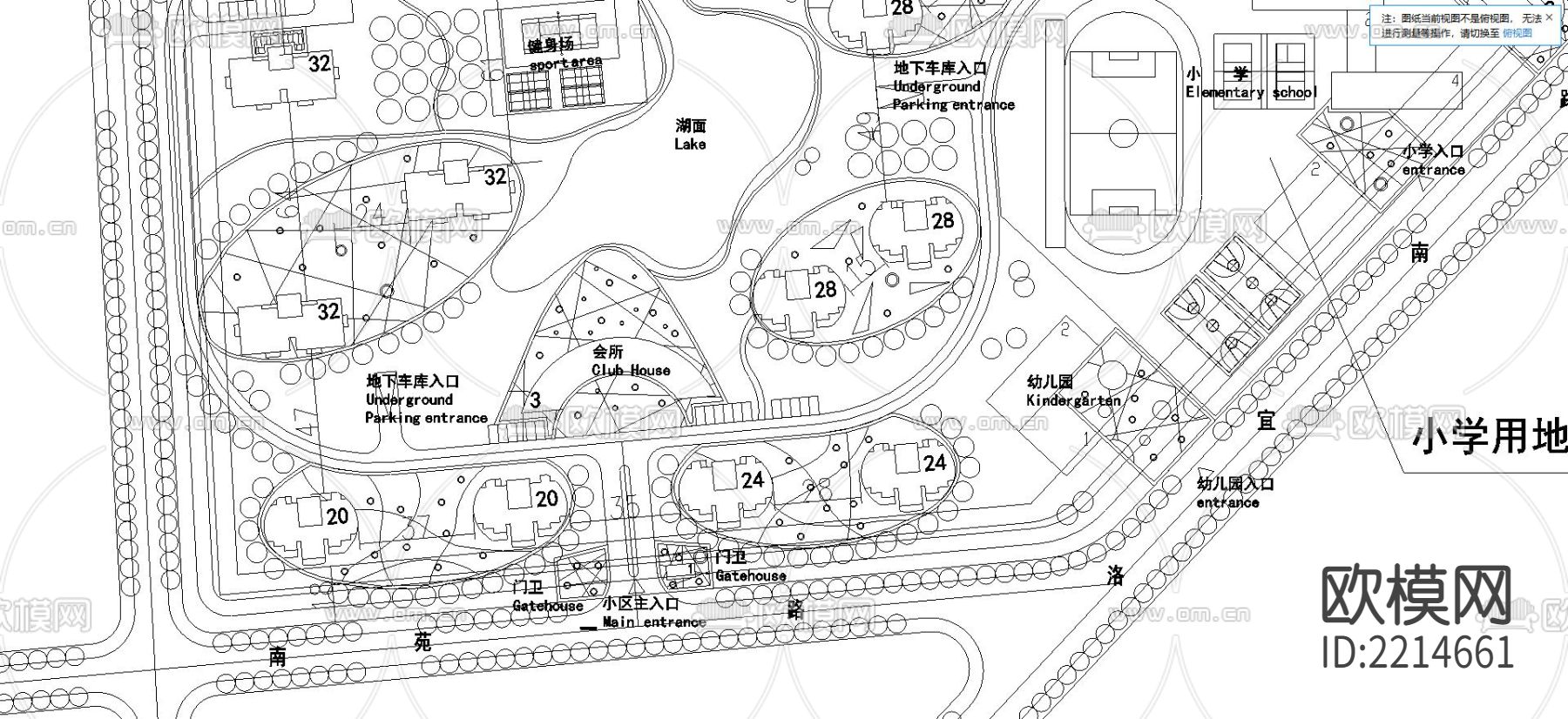 莱茵湖小区规划CAD施工图下载（渲染图2）