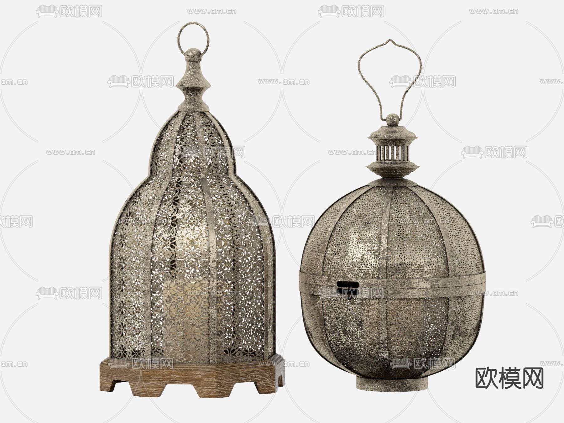 东南亚复古铁艺烛台灯3d模型下载