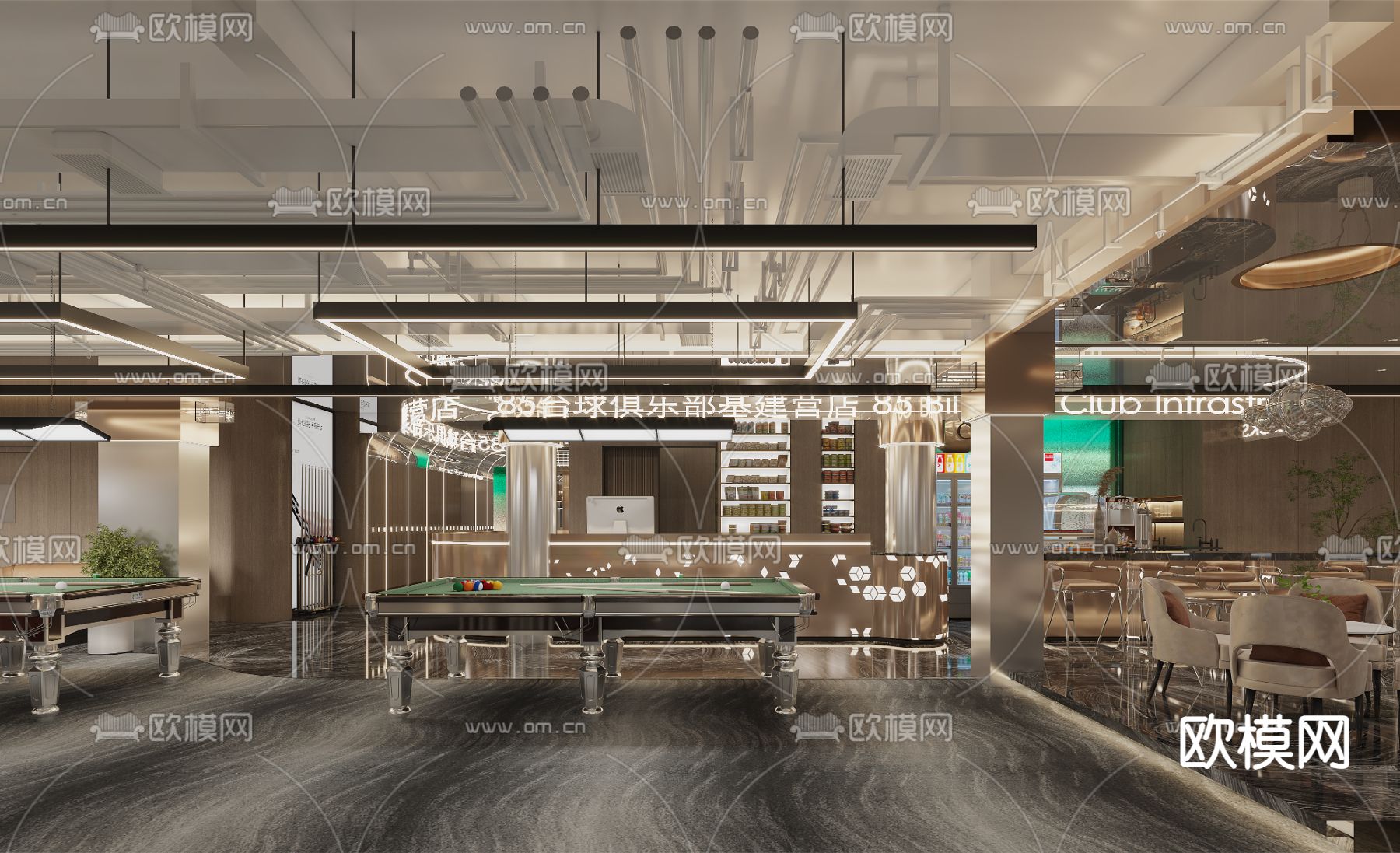 现代台球室娱乐城3d模型