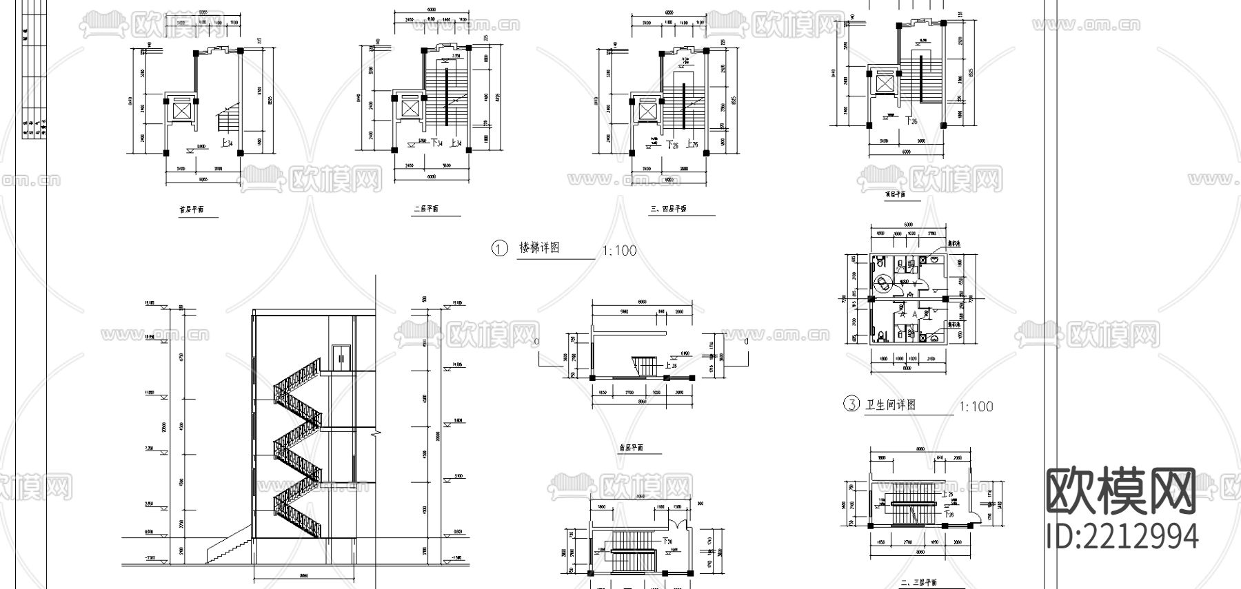 某高校艺术中心设计CAD施工图下载（渲染图3）
