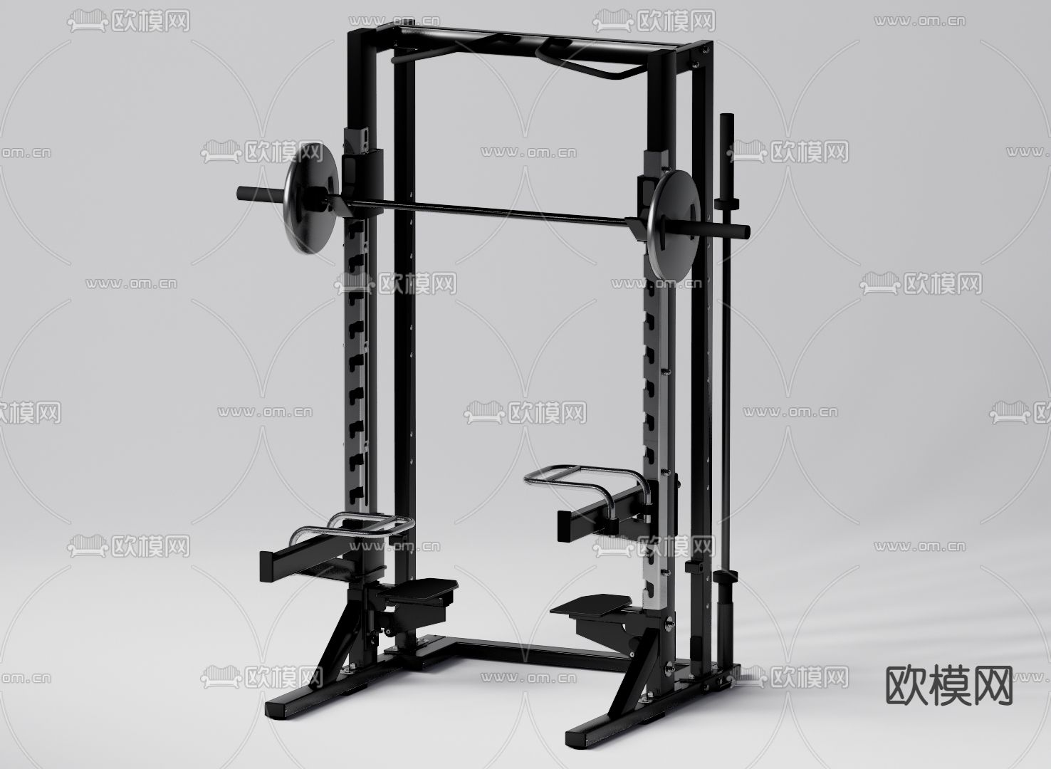 现代深蹲架卧推架su模型下载（渲染图1）