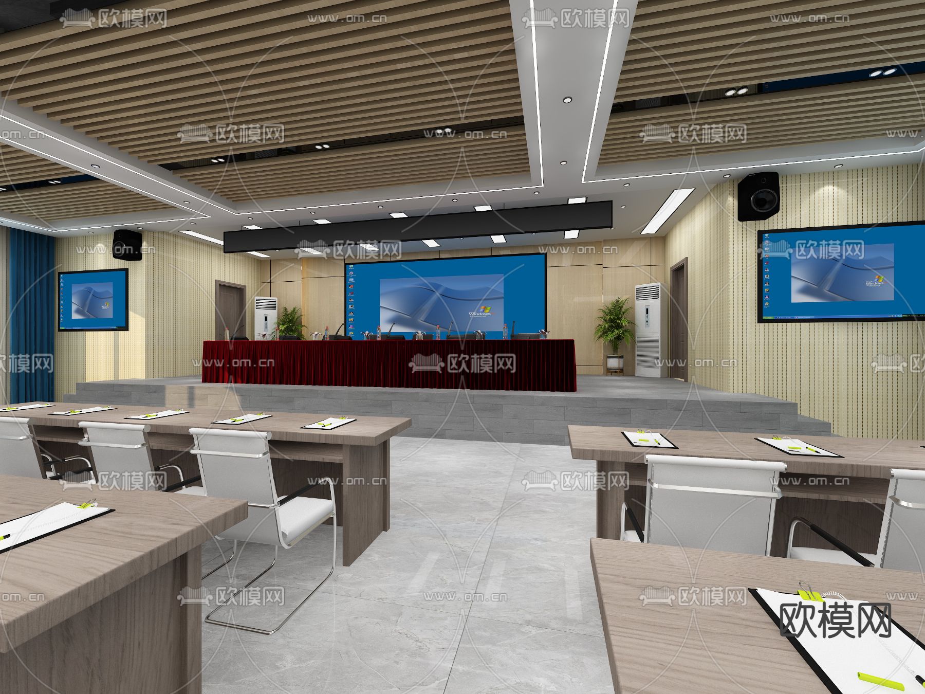 现代报告厅免费3d模型下载（渲染图2）