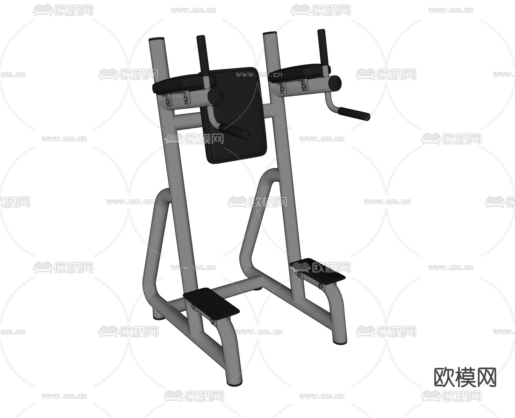 现代健身器材卷腹提膝双杠训练器su模型下载（渲染图2）