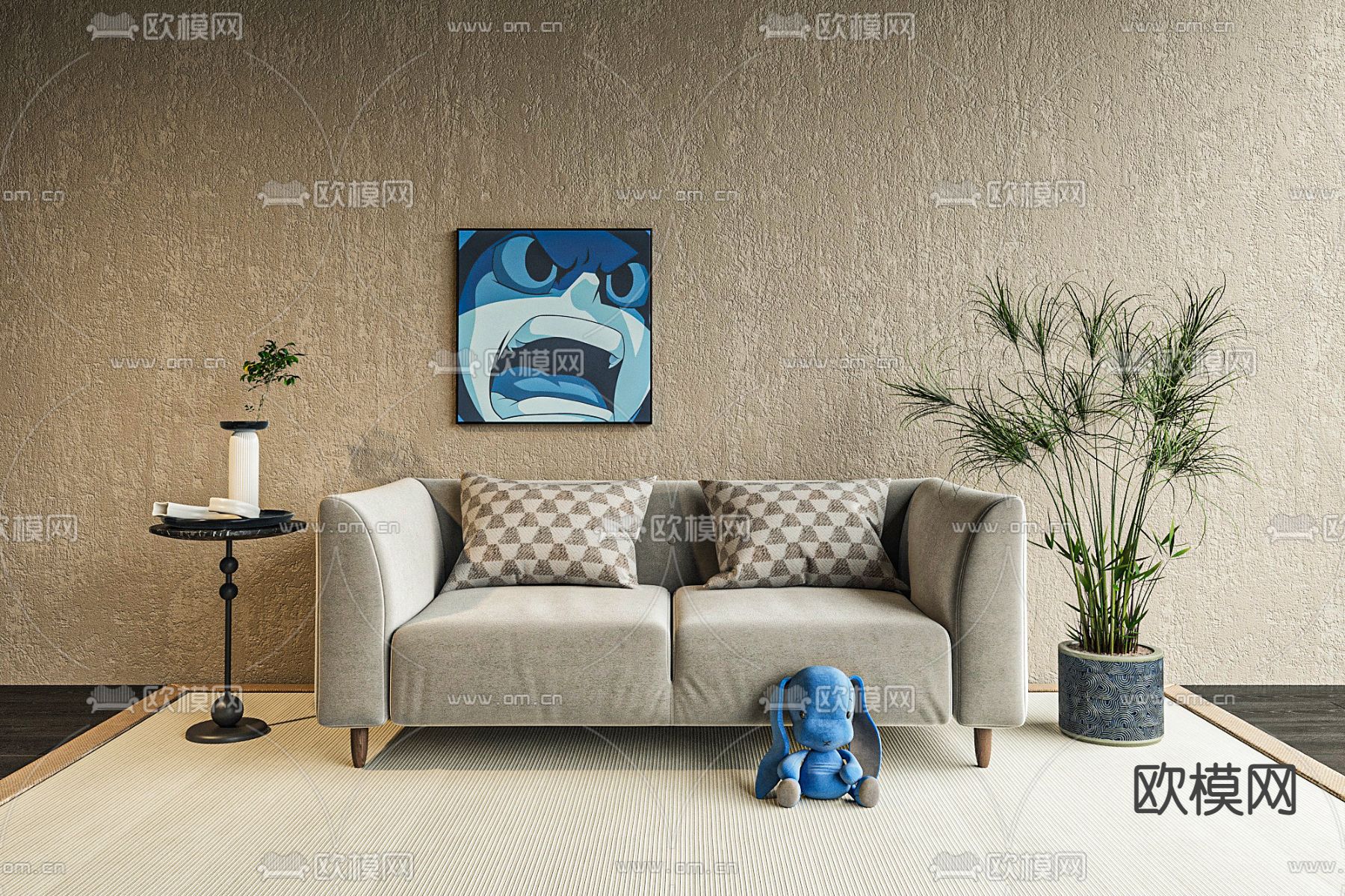 Minotti现代布艺休闲沙发3d模型下载