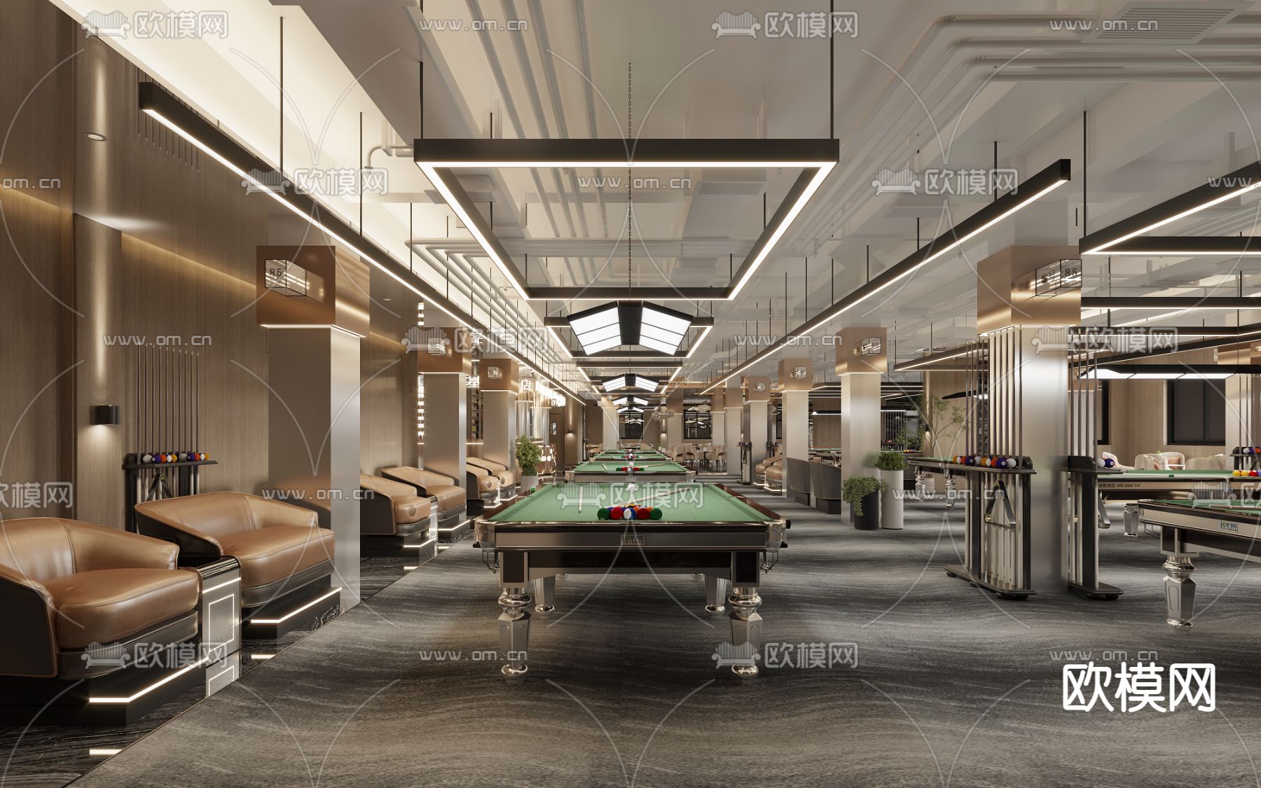 现代台球室大厅娱乐城3d模型