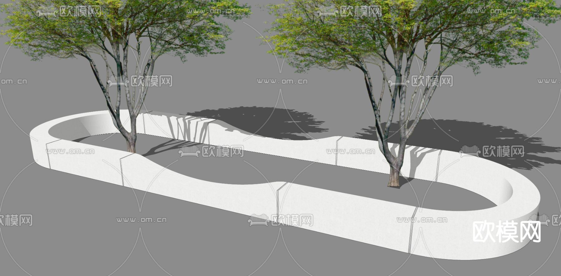 现代椭圆环形户外坐凳su模型下载