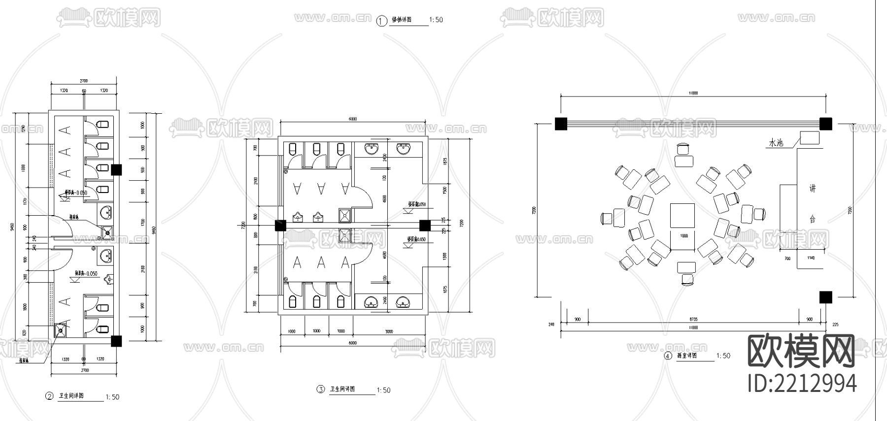 某高校艺术中心设计CAD施工图下载（渲染图5）