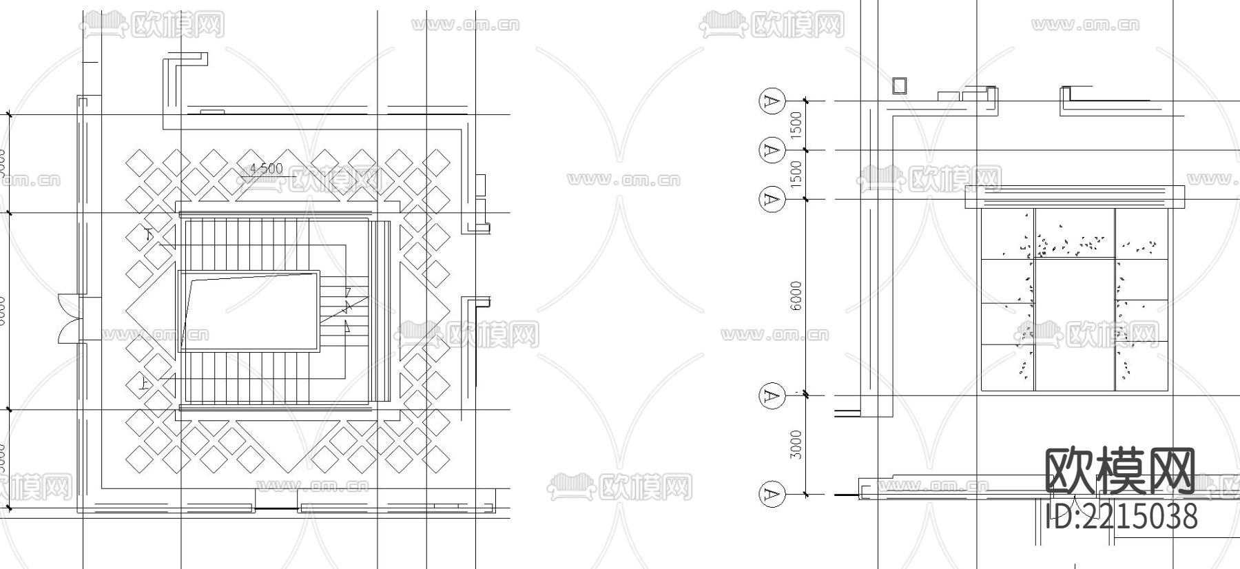 楼梯cad大样图下载（渲染图2）