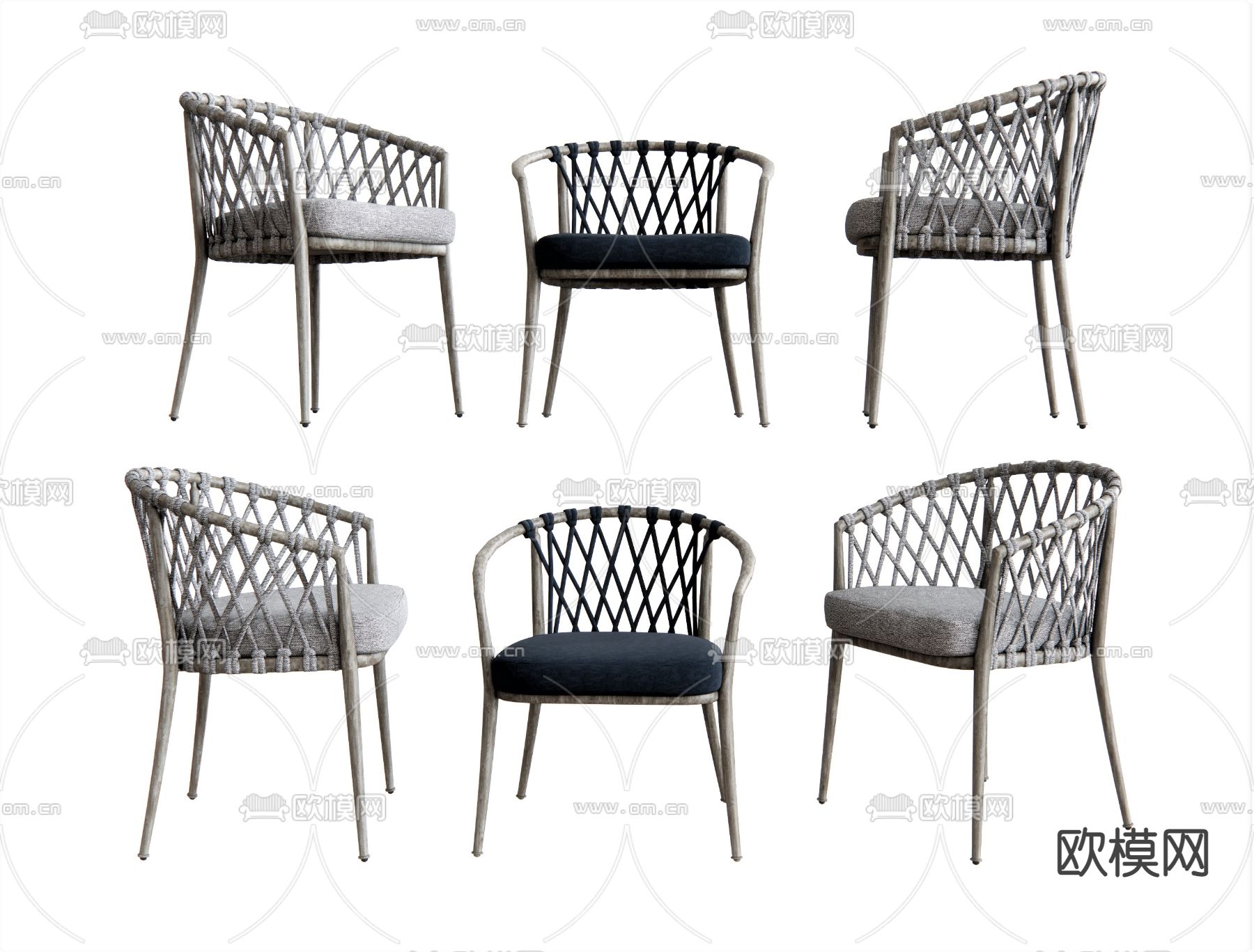 北欧餐椅扶手椅su模型下载（渲染图1）
