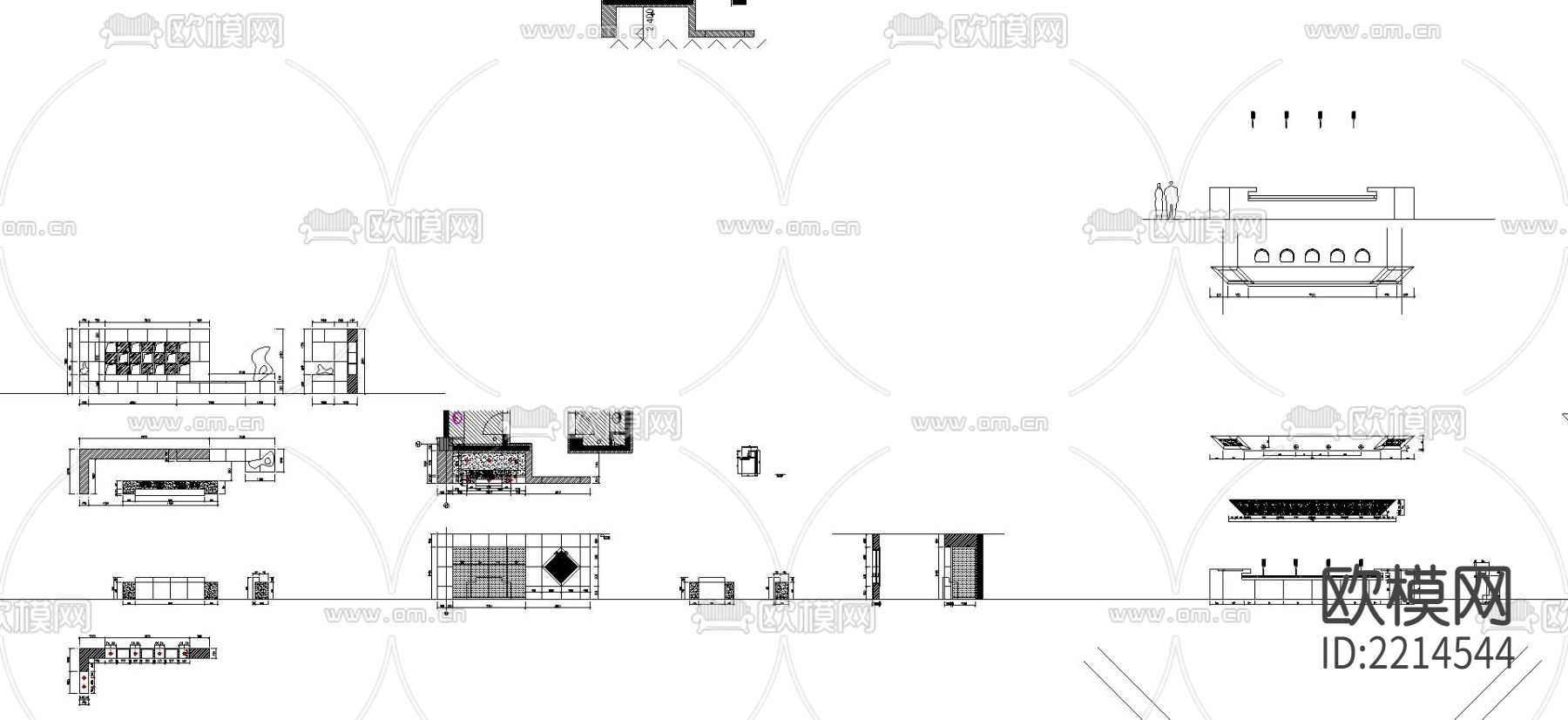 固定服务台CAD施工图下载（渲染图4）