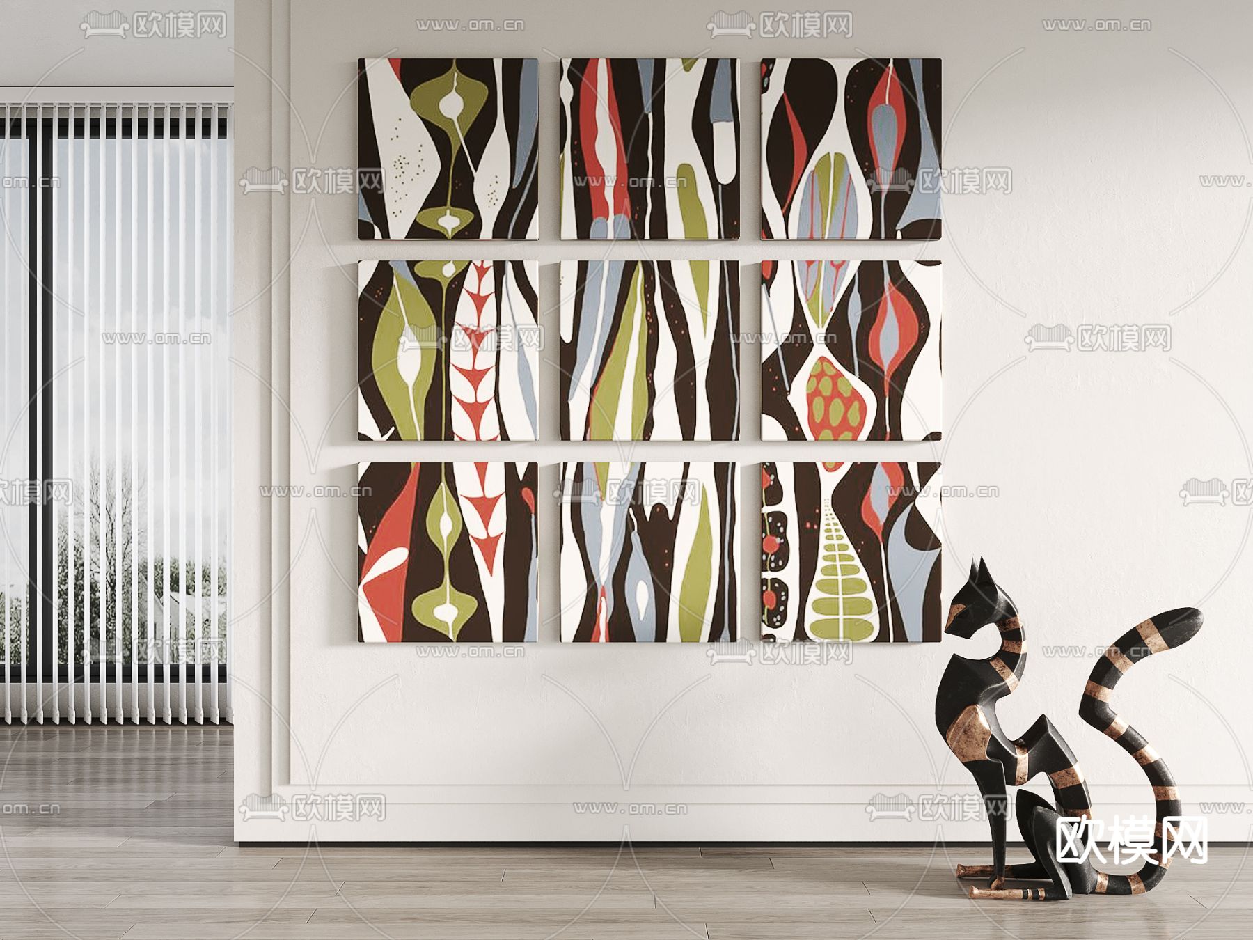 侘寂风抽象装饰画su模型