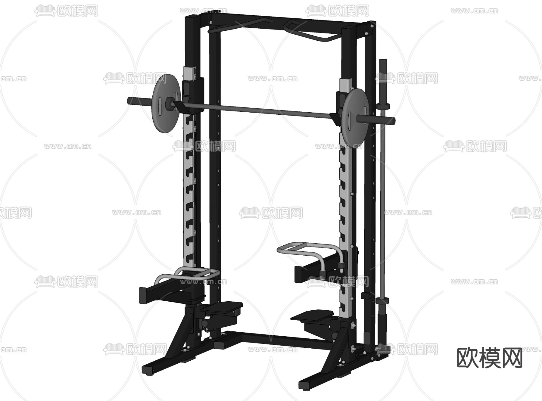 现代深蹲架卧推架su模型下载（渲染图2）